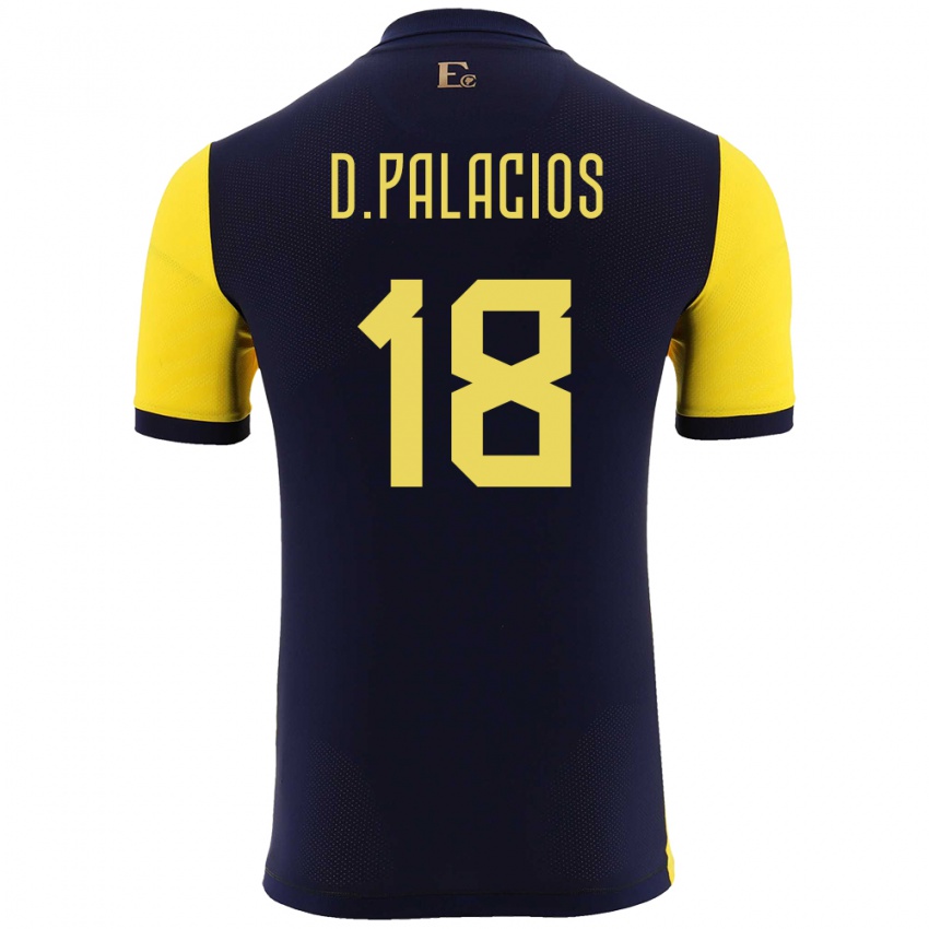 Mulher Camisola Equador Diego Palacios #18 Amarelo Principal 24-26 Camisa