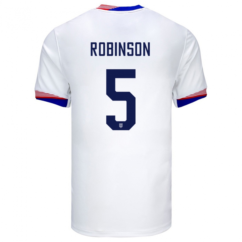 Mulher Camisola Estados Unidos Antonee Robinson #5 Branco Principal 24-26 Camisa