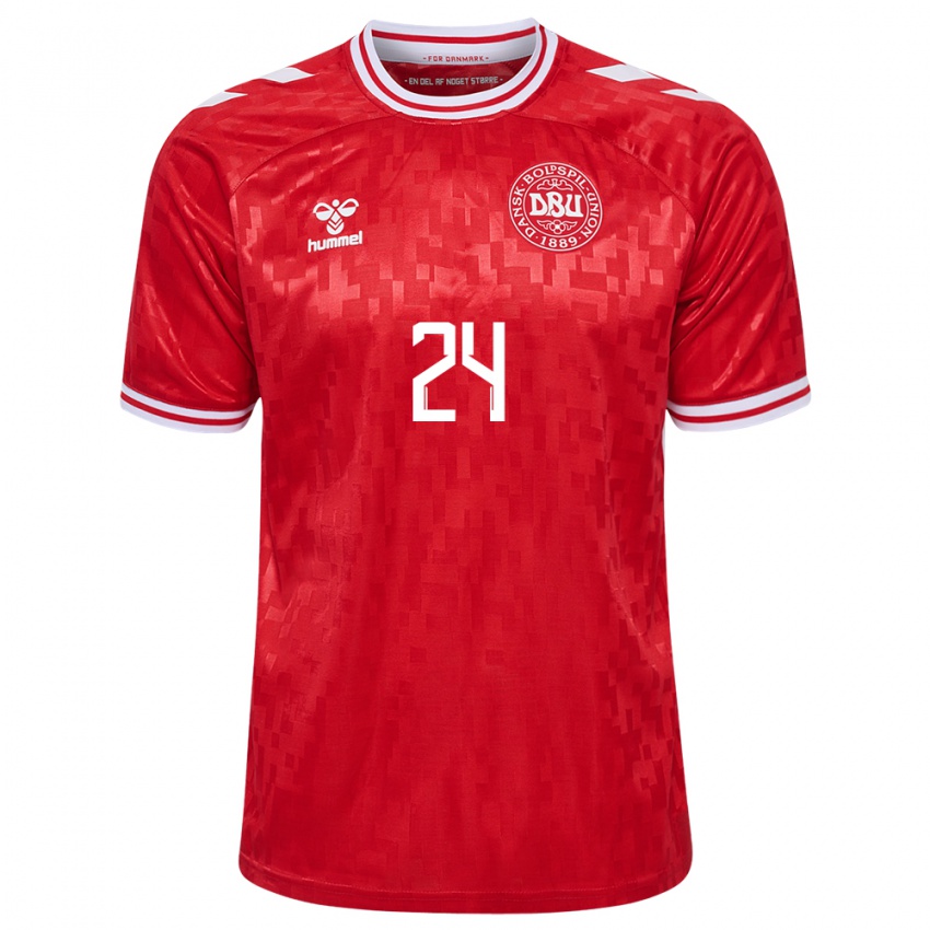 Mulher Camisola Dinamarca Anders Dreyer #24 Vermelho Principal 24-26 Camisa