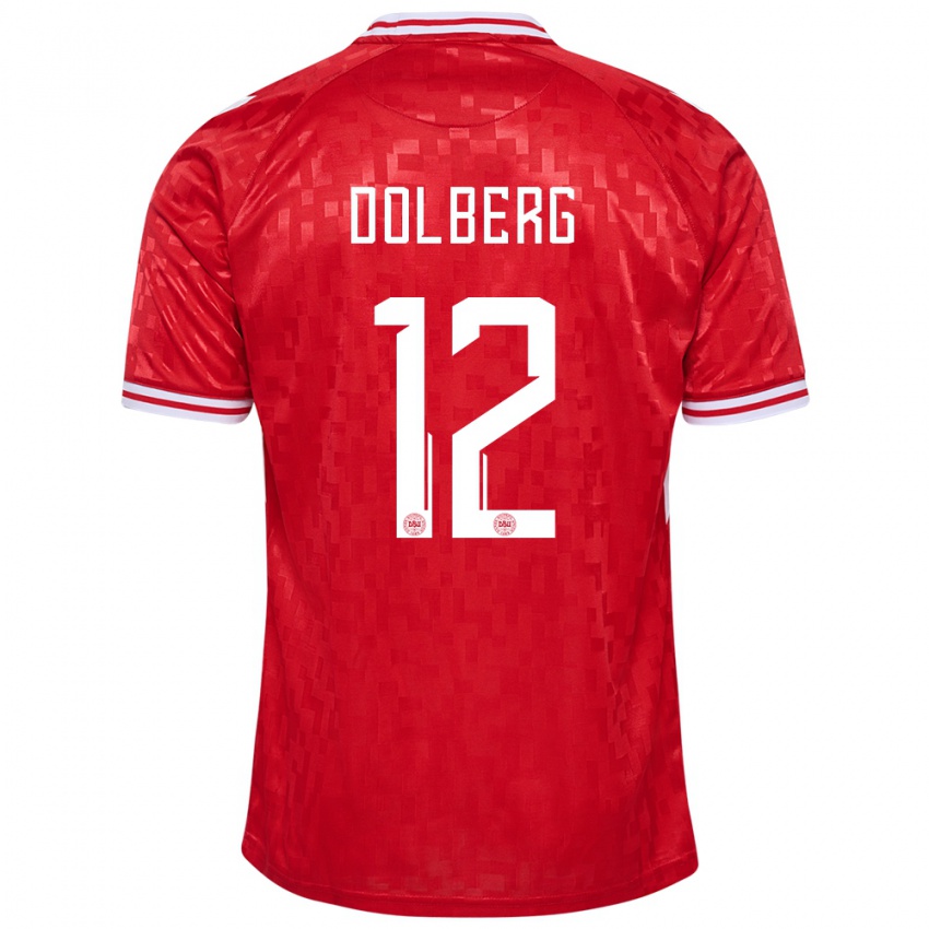 Mulher Camisola Dinamarca Kasper Dolberg #12 Vermelho Principal 24-26 Camisa