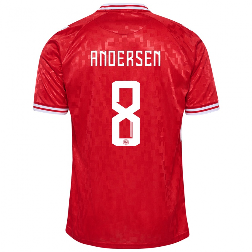 Mulher Camisola Dinamarca Silas Andersen #8 Vermelho Principal 24-26 Camisa