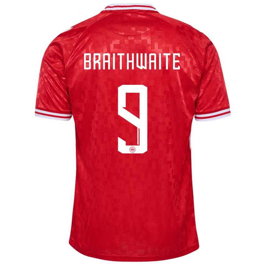 Mulher Camisola Dinamarca Martin Braithwaite #9 Vermelho Principal 24-26 Camisa
