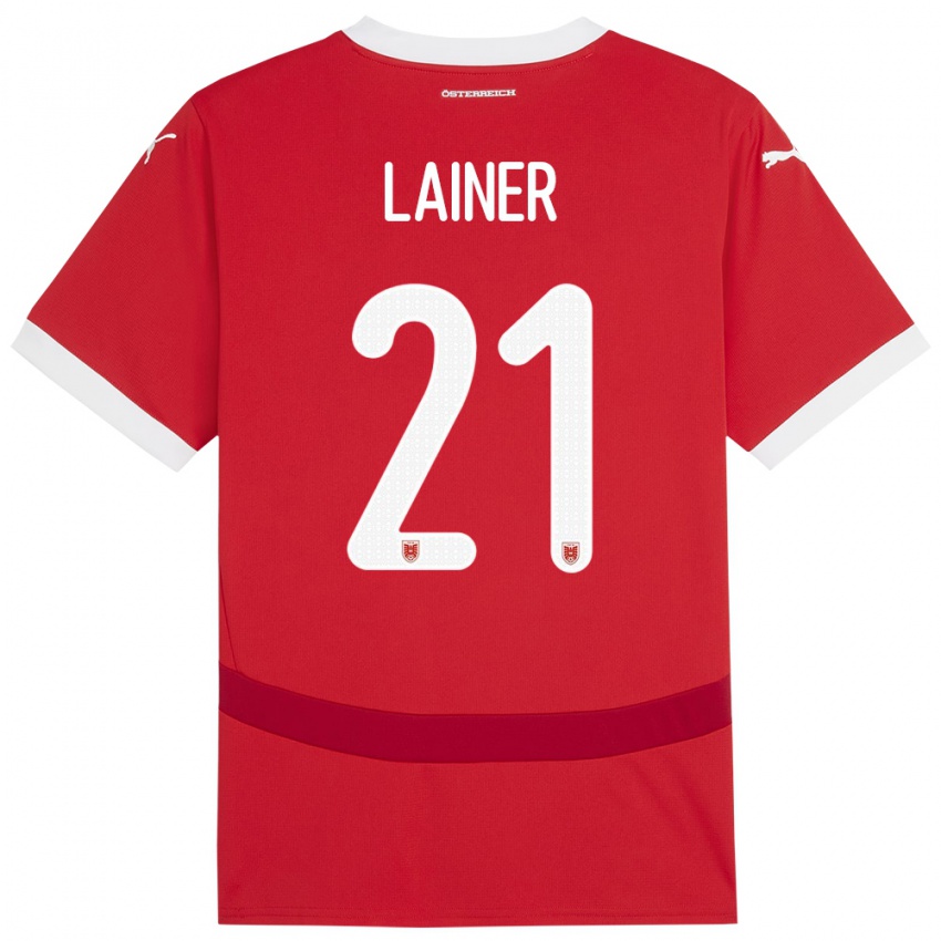 Mulher Camisola Áustria Stefan Lainer #21 Vermelho Principal 24-26 Camisa