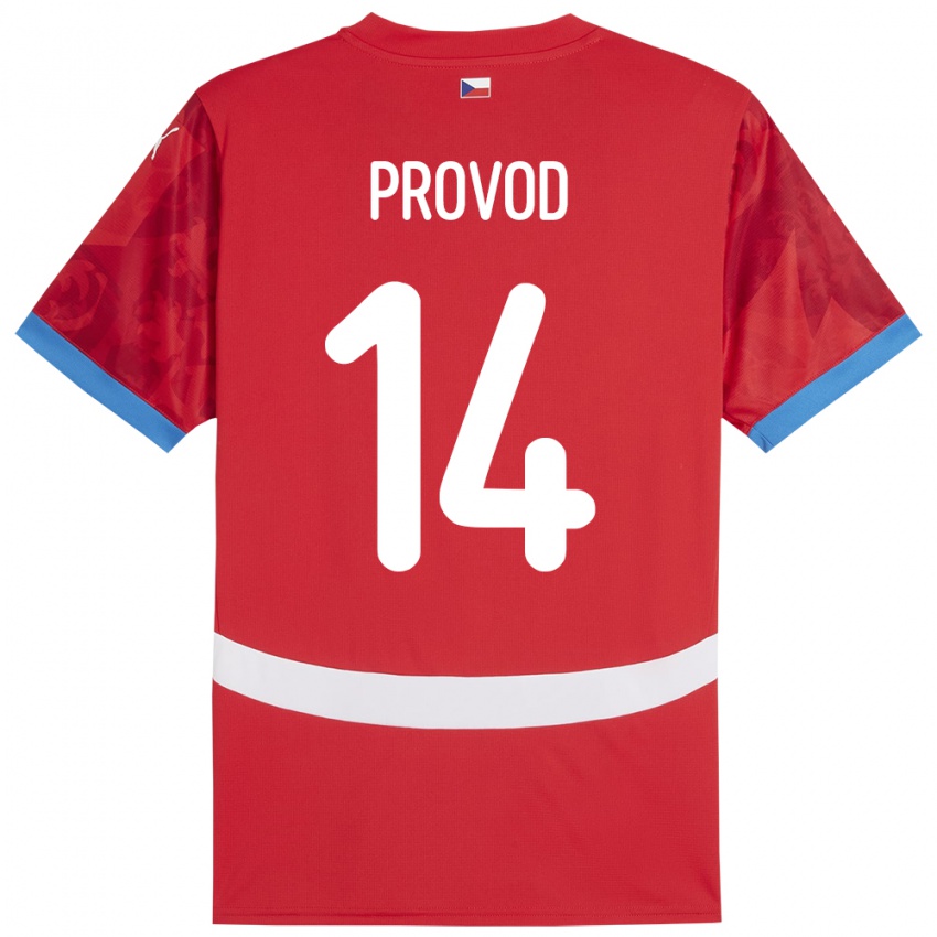 Mulher Camisola República Checa Lukas Provod #14 Vermelho Principal 24-26 Camisa