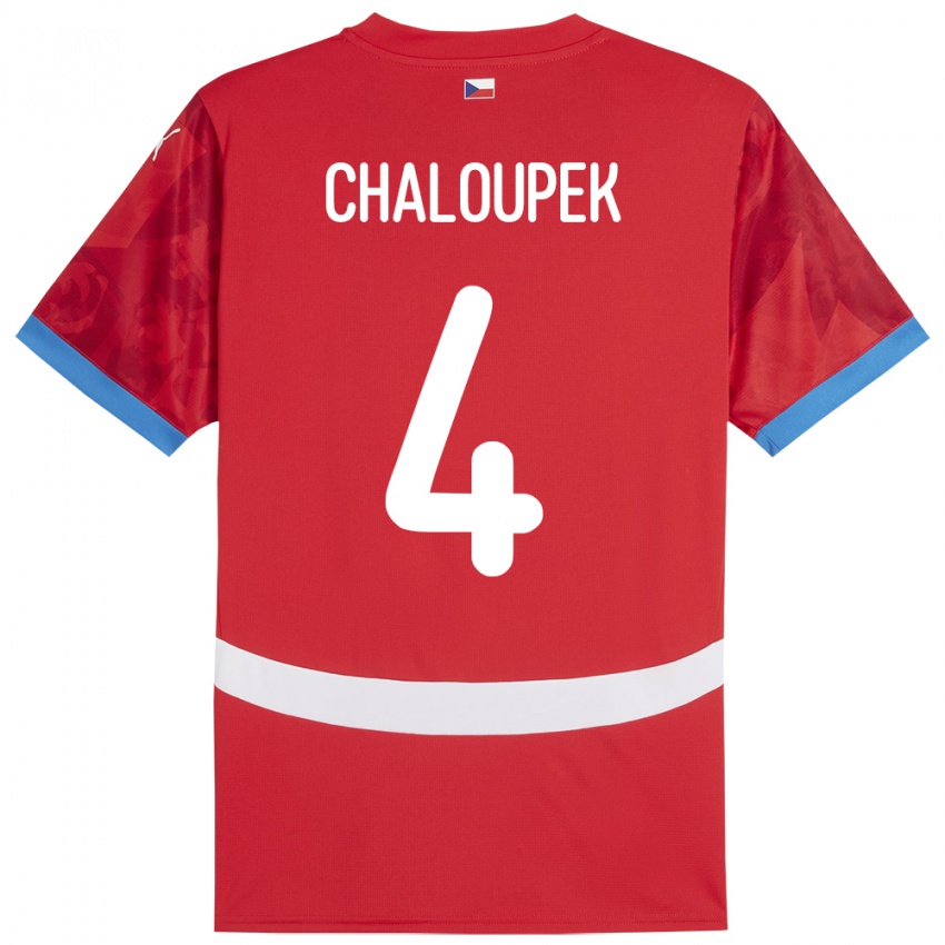 Mulher Camisola República Checa Stepan Chaloupek #4 Vermelho Principal 24-26 Camisa