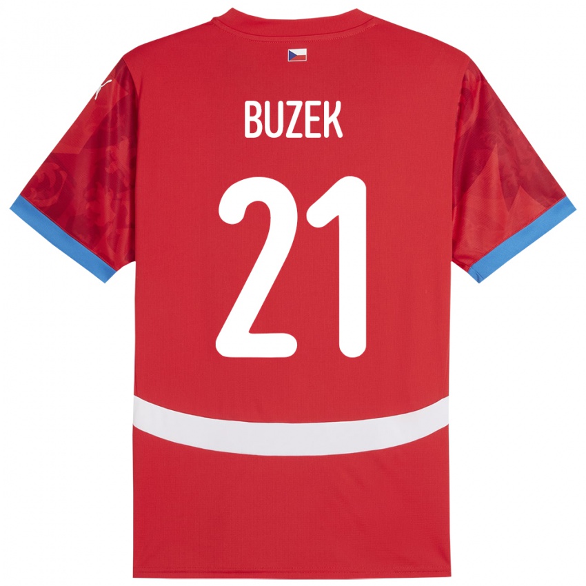 Mulher Camisola República Checa Alexandr Buzek #21 Vermelho Principal 24-26 Camisa