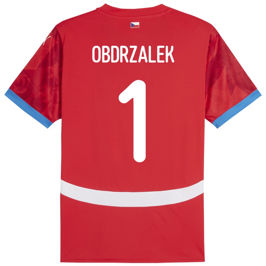 Mulher Camisola República Checa Marek Obdrzalek #1 Vermelho Principal 24-26 Camisa