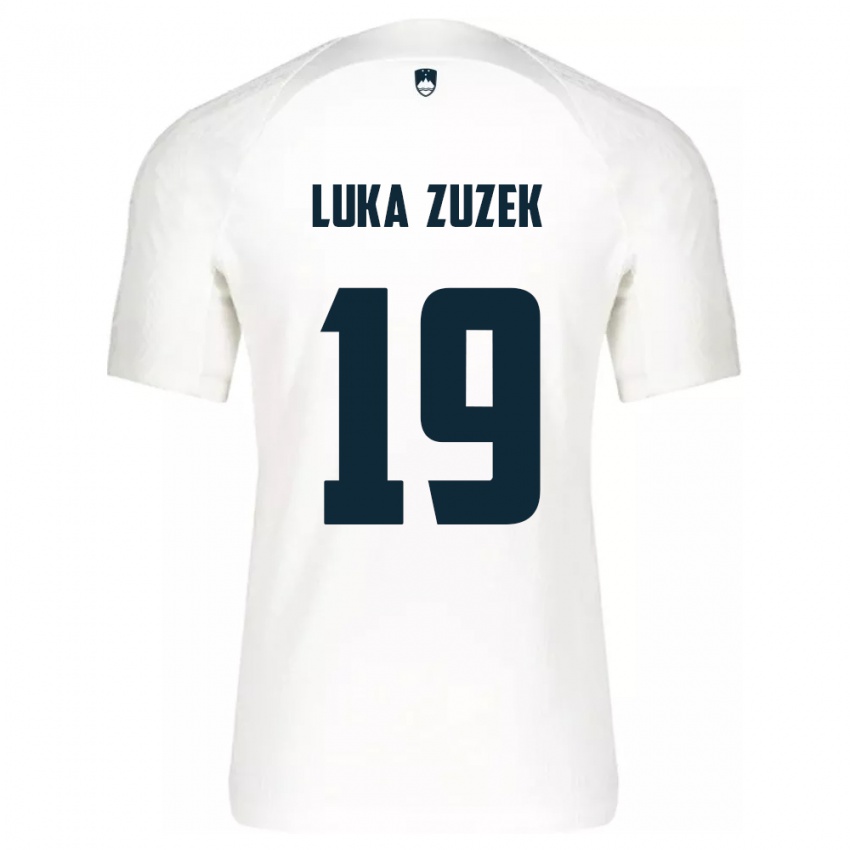 Mulher Camisola Eslovênia Zan Luka Zuzek #19 Branco Principal 24-26 Camisa