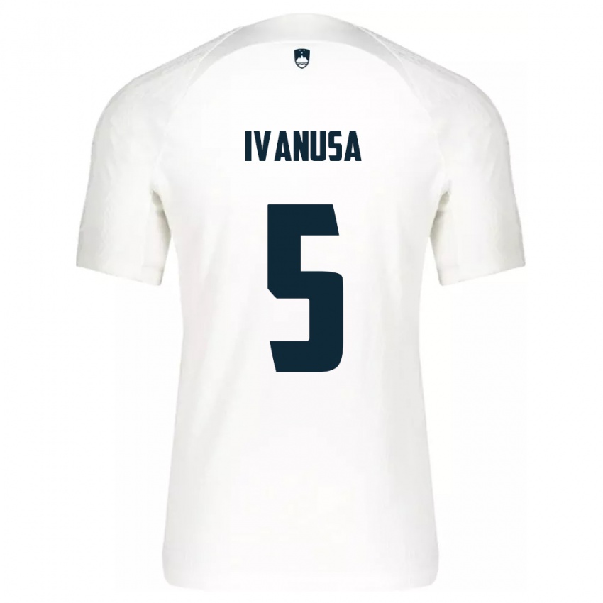 Mulher Camisola Eslovênia Lara Ivanuša #5 Branco Principal 24-26 Camisa