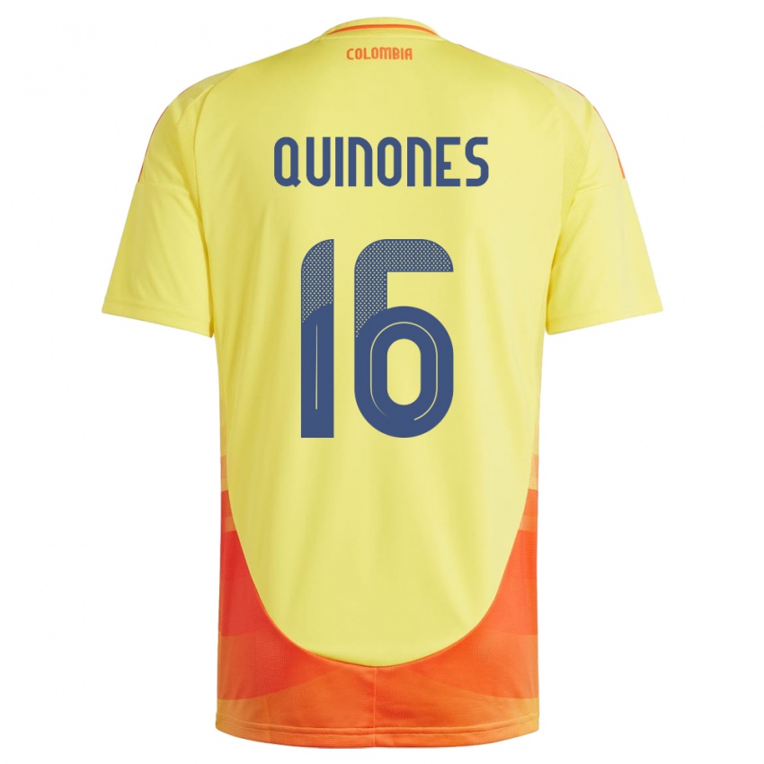 Mulher Camisola Colômbia Nelson Quiñónes #16 Amarelo Principal 24-26 Camisa
