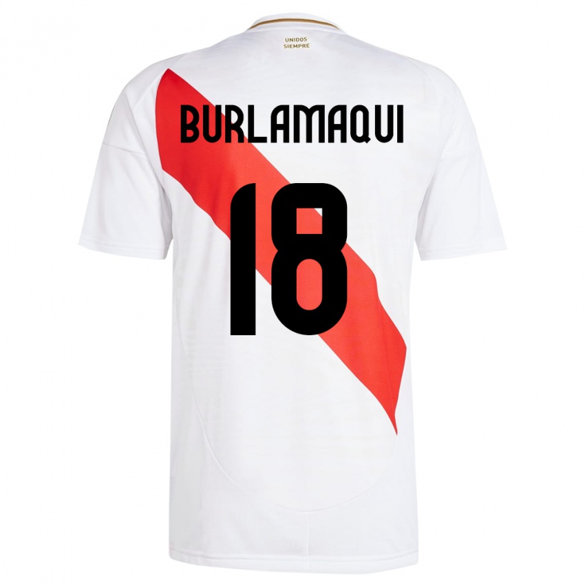 Mulher Camisola Peru Alessandro Burlamaqui #18 Branco Principal 24-26 Camisa