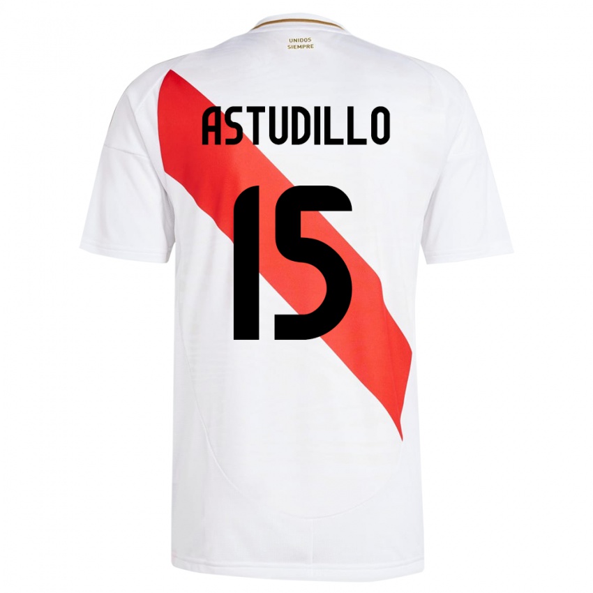 Mulher Camisola Peru Julinho Astudillo #15 Branco Principal 24-26 Camisa