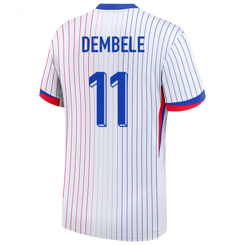 Mulher Camisola França Ousmane Dembele #11 Branco Alternativa 24-26 Camisa