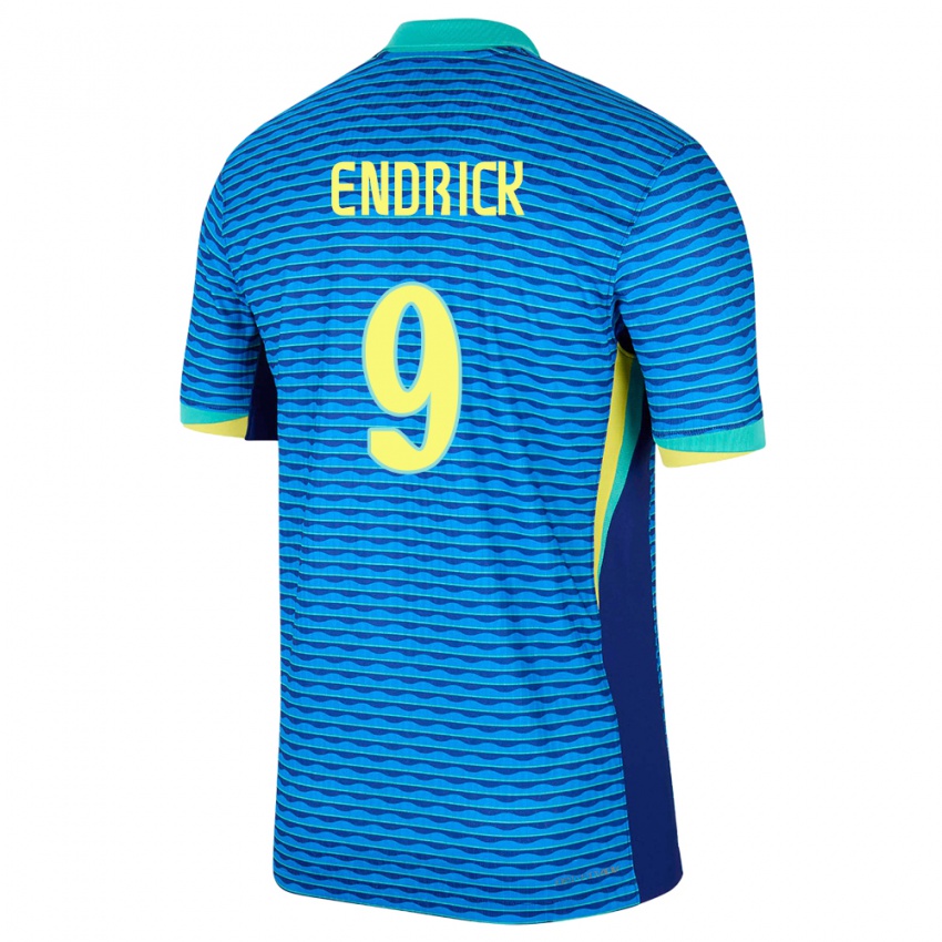 Mulher Camisola Brasil Endrick #9 Azul Alternativa 24-26 Camisa