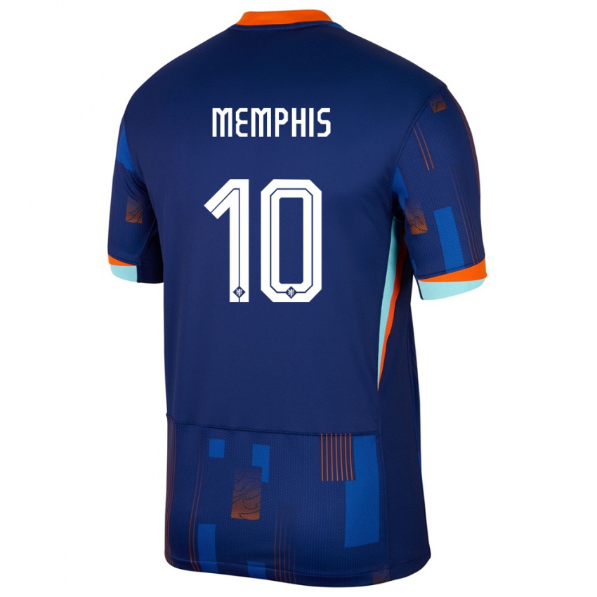 Mulher Camisola Países Baixos Memphis Depay #10 Azul Alternativa 24-26 Camisa