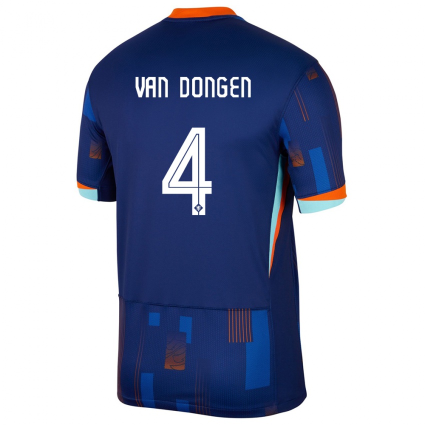 Mulher Camisola Países Baixos Merel Van Dongen #4 Azul Alternativa 24-26 Camisa