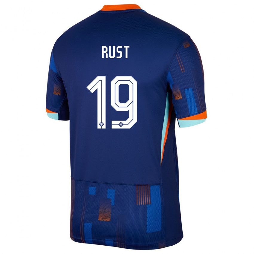Mulher Camisola Países Baixos Fabiano Rust #19 Azul Alternativa 24-26 Camisa