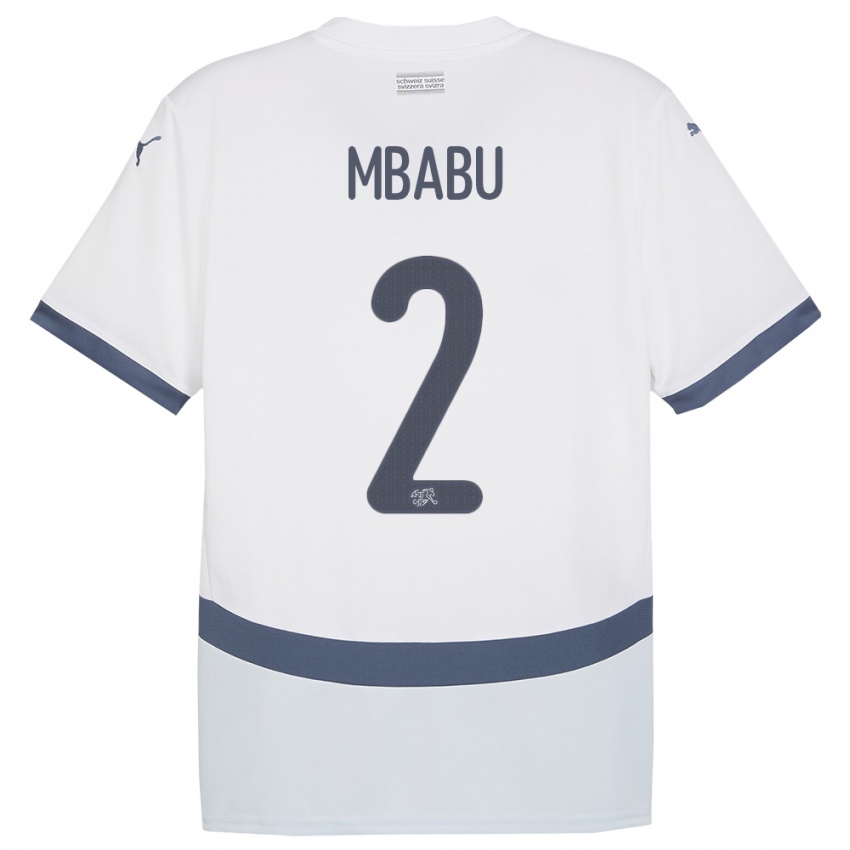 Mulher Camisola Suiça Kevin Mbabu #2 Branco Alternativa 24-26 Camisa