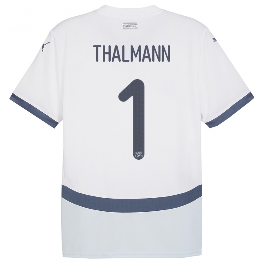 Mulher Camisola Suiça Gaelle Thalmann #1 Branco Alternativa 24-26 Camisa