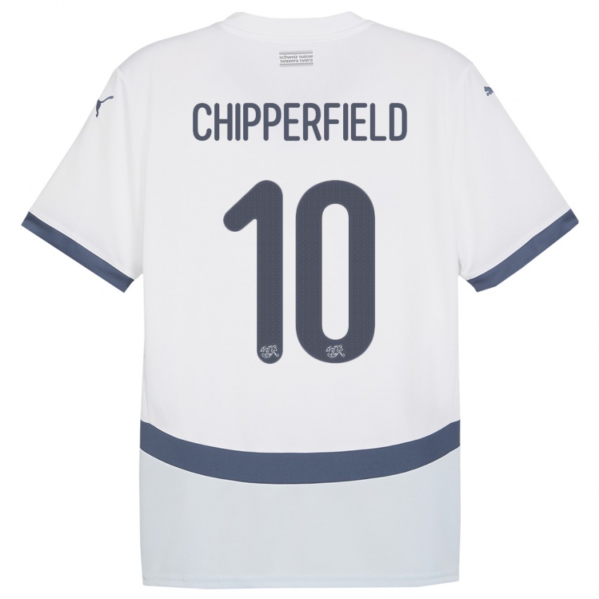 Mulher Camisola Suiça Liam Chipperfield #10 Branco Alternativa 24-26 Camisa