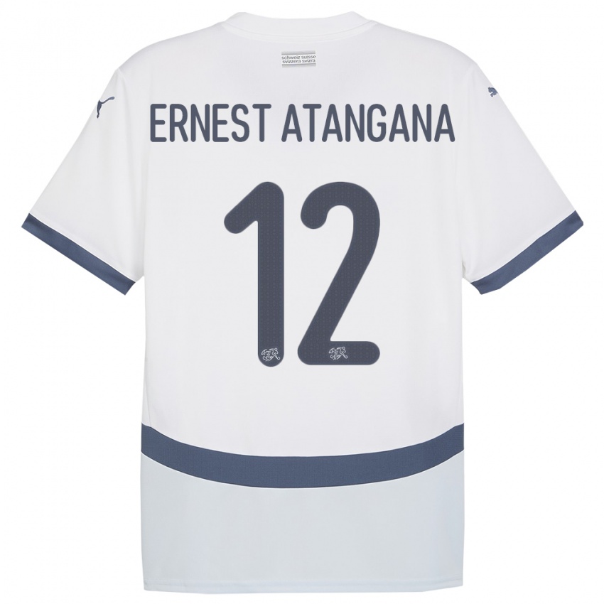 Mulher Camisola Suiça Brian Ernest Atangana #12 Branco Alternativa 24-26 Camisa