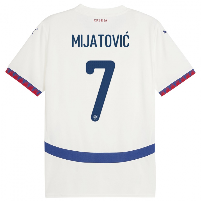 Mulher Camisola Sérvia Milica Mijatovic #7 Branco Alternativa 24-26 Camisa