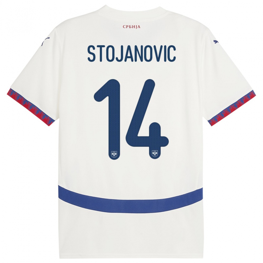 Mulher Camisola Sérvia Matija Stojanovic #14 Branco Alternativa 24-26 Camisa