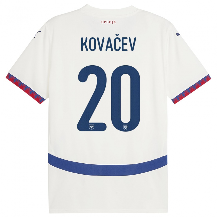 Mulher Camisola Sérvia Milan Kovacev #20 Branco Alternativa 24-26 Camisa