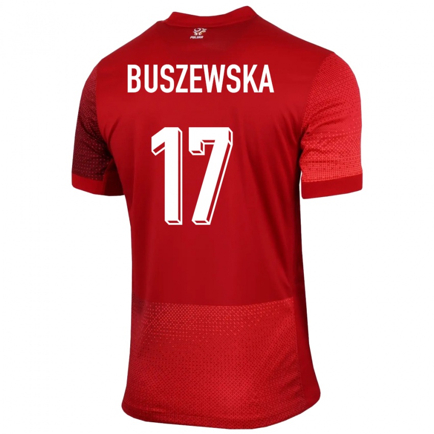 Mulher Camisola Polónia Zofia Buszewska #17 Vermelho Alternativa 24-26 Camisa