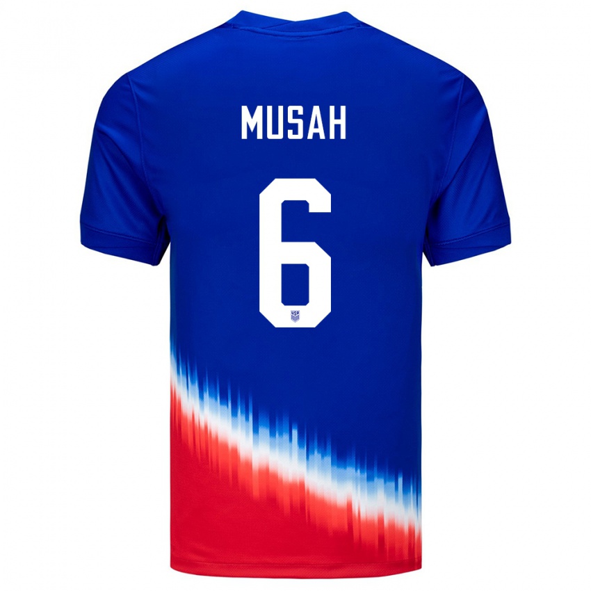 Mulher Camisola Estados Unidos Yunus Musah #6 Azul Alternativa 24-26 Camisa
