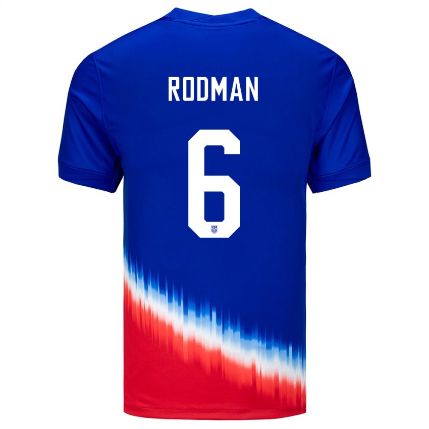 Mulher Camisola Estados Unidos Trinity Rodman #6 Azul Alternativa 24-26 Camisa