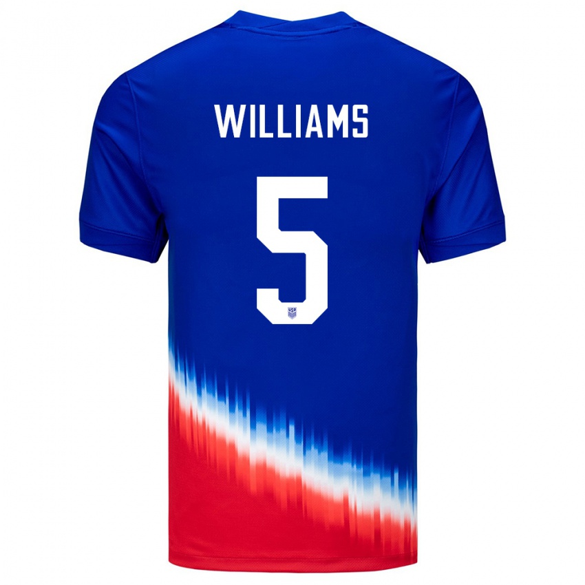 Mulher Camisola Estados Unidos Thomas Williams #5 Azul Alternativa 24-26 Camisa