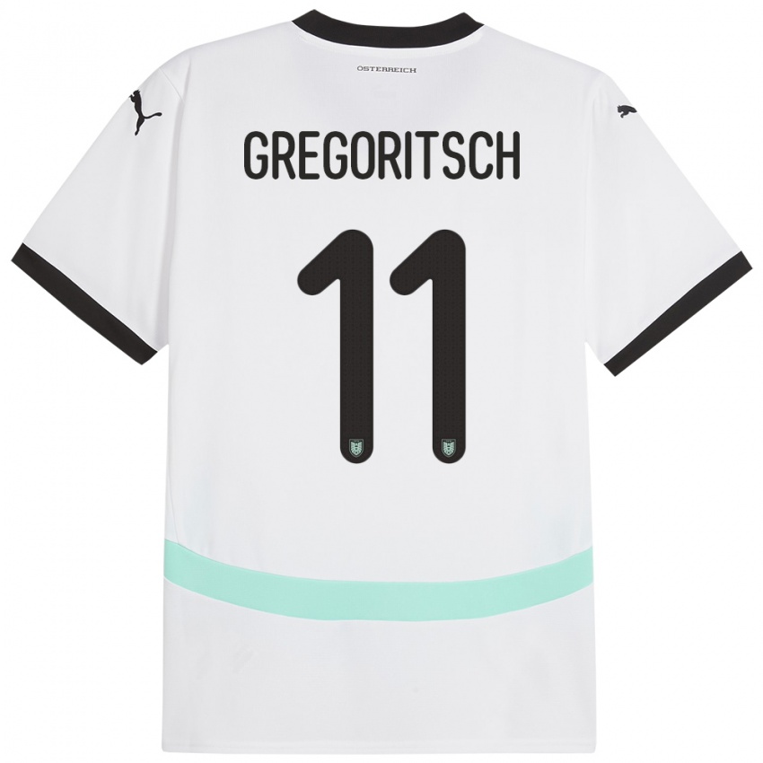 Mulher Camisola Áustria Michael Gregoritsch #11 Branco Alternativa 24-26 Camisa