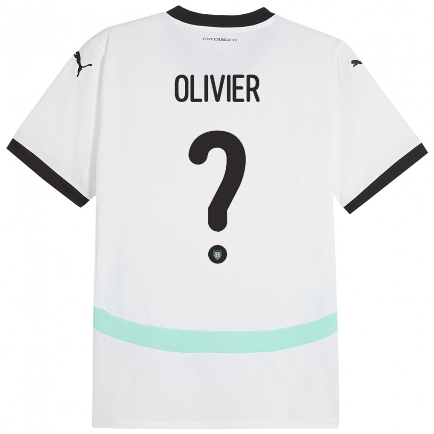 Mulher Camisola Áustria Christopher Olivier #0 Branco Alternativa 24-26 Camisa