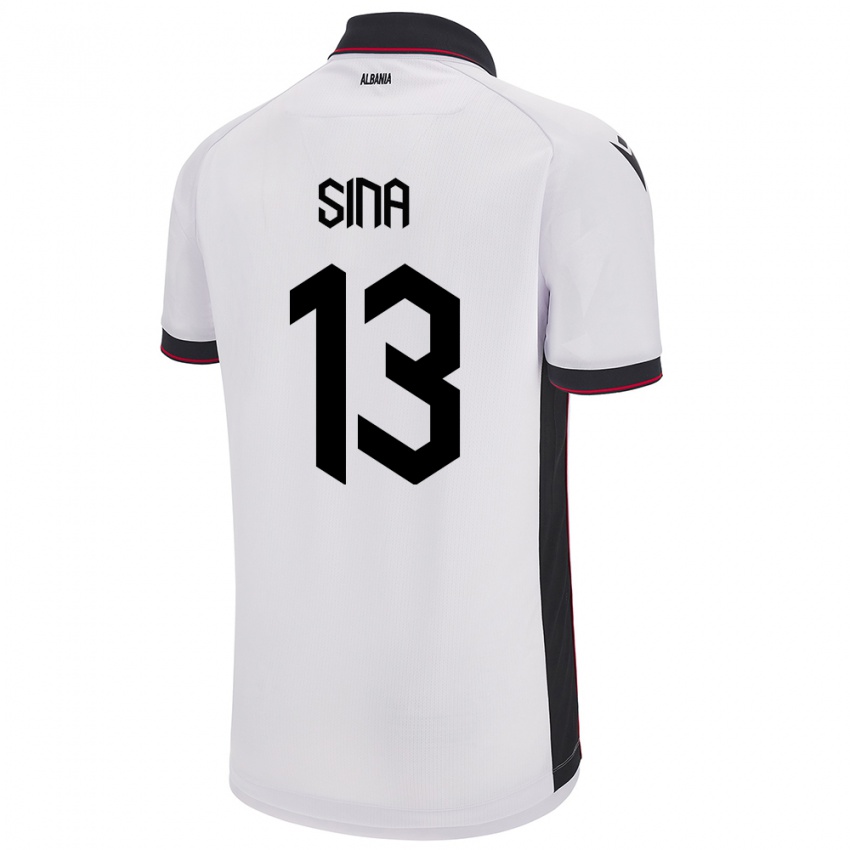 Mulher Camisola Albânia Samuele Sina #13 Branco Alternativa 24-26 Camisa