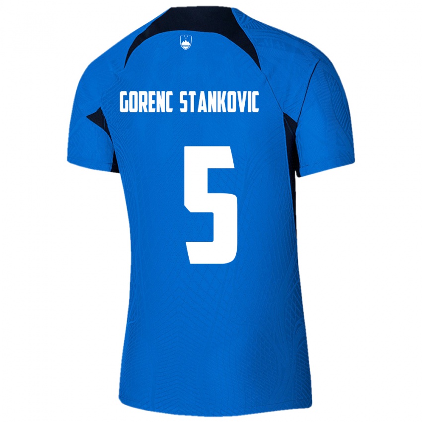 Mulher Camisola Eslovênia Jon Gorenc Stankovic #5 Azul Alternativa 24-26 Camisa