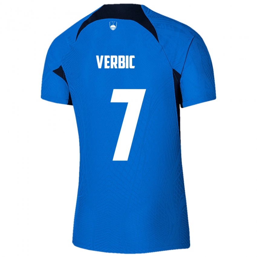 Mulher Camisola Eslovênia Benjamin Verbic #7 Azul Alternativa 24-26 Camisa