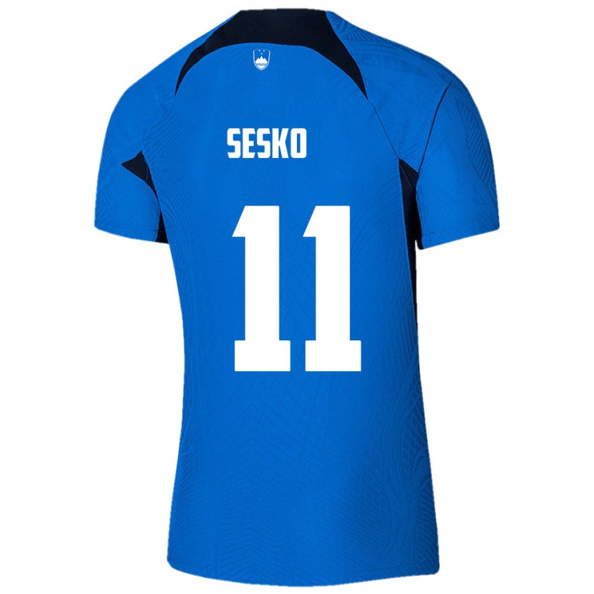 Mulher Camisola Eslovênia Benjamin Sesko #11 Azul Alternativa 24-26 Camisa