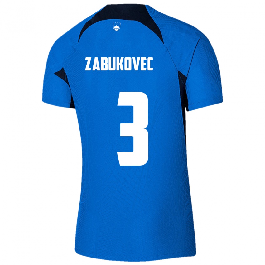 Mulher Camisola Eslovênia Anze Zabukovec #3 Azul Alternativa 24-26 Camisa