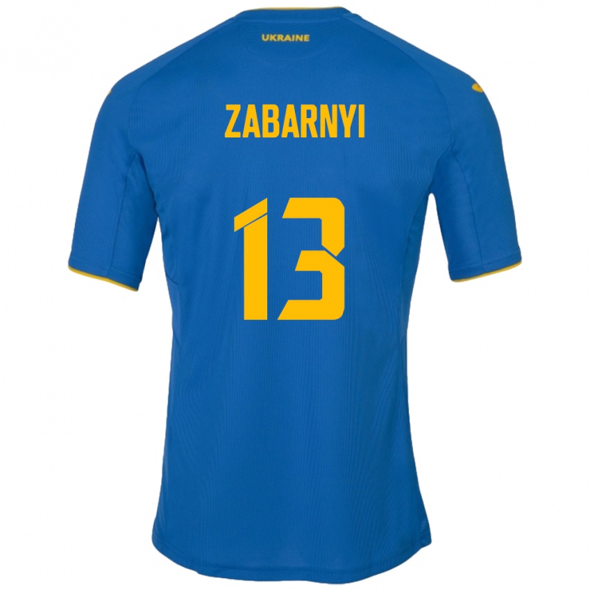 Mulher Camisola Ucrânia Ilya Zabarnyi #13 Azul Alternativa 24-26 Camisa