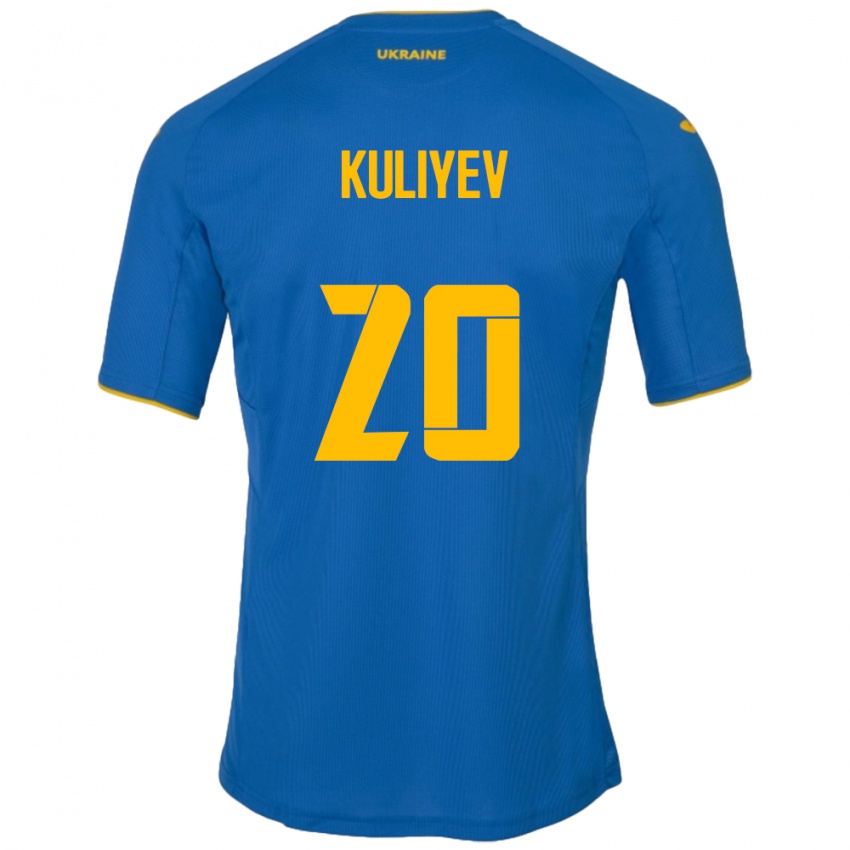 Mulher Camisola Ucrânia Eldar Kuliyev #20 Azul Alternativa 24-26 Camisa
