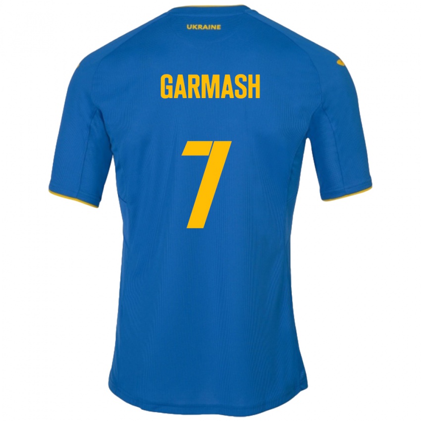 Mulher Camisola Ucrânia Yevgen Garmash #7 Azul Alternativa 24-26 Camisa