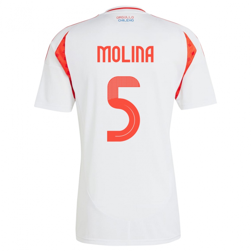 Mulher Camisola Chile Benjamín Molina #5 Branco Alternativa 24-26 Camisa