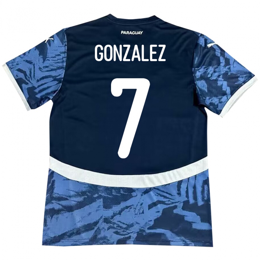 Mulher Camisola Paraguai Diego González #7 Azul Alternativa 24-26 Camisa