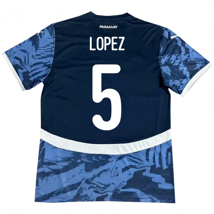 Mulher Camisola Paraguai Óscar López #5 Azul Alternativa 24-26 Camisa