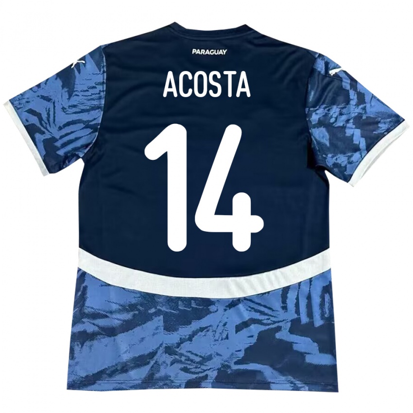 Mulher Camisola Paraguai Emilio Acosta #14 Azul Alternativa 24-26 Camisa