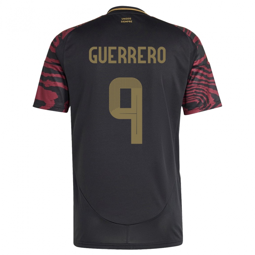 Mulher Camisola Peru Paolo Guerrero #9 Preto Alternativa 24-26 Camisa