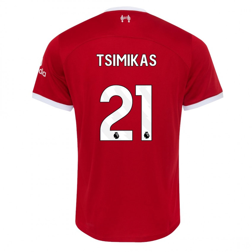 Criança Camisola Konstantinos Tsimikas #21 Vermelho Principal 2023/24 Camisa