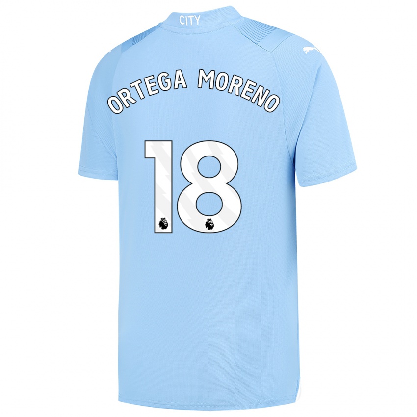 Criança Camisola Stefan Ortega Moreno #18 Azul Claro Principal 2023/24 Camisa