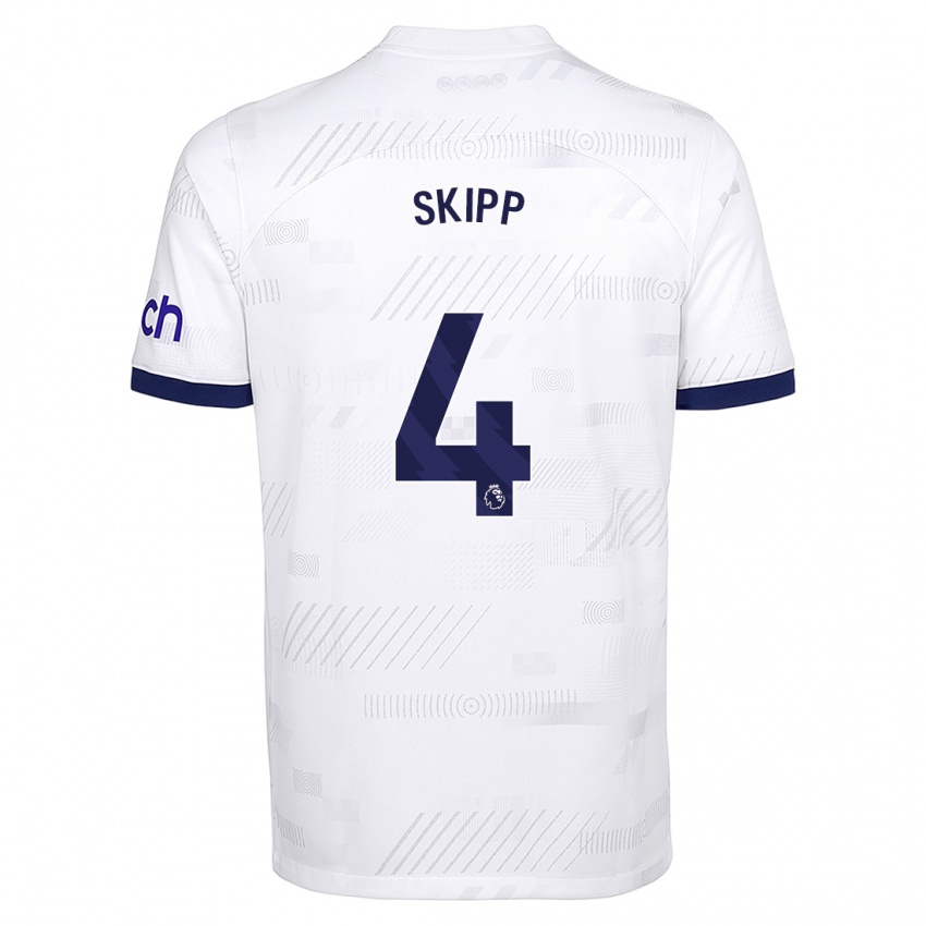 Criança Camisola Oliver Skipp #4 Branco Principal 2023/24 Camisa